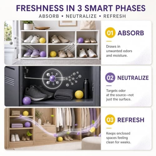 TUBAWD 12PCS Reusable Shoe Deodorizer Balls, Long‑Lasting Botanical Odour Eliminator for Shoes, Trainers, Wardrobes, Cars & Gym Lockers — view 4