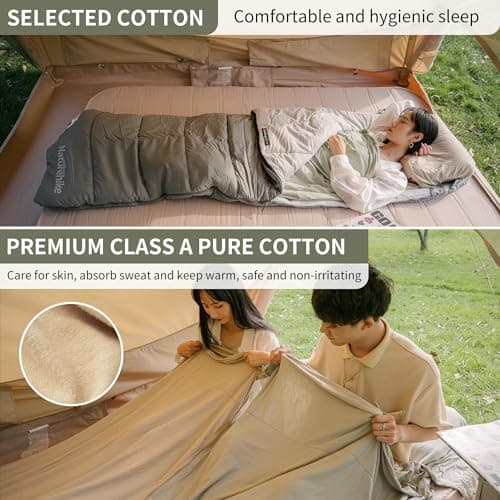 Naturehike Cotton Sleeping Bag Liner 210 x 75 cm, Cotton Travel Sheet Camping Sleep Bag Liner with Pillow Slot, Portable Lightweight Backpacking Essentials for Camping Hostels Picnic Hiking (Green) — view 3