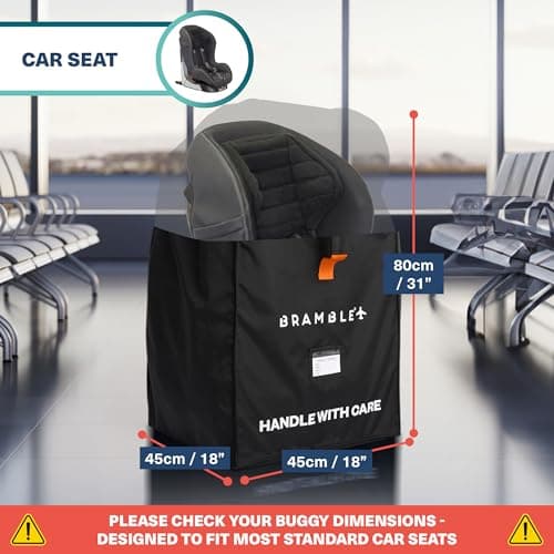 Bramble - Car Seat Travel Bag for Airplane Gate Check - Water Resistant Ballistic Nylon Car Seat Bag with Padded Neoprene Straps, Carry Pouch & ID Window - 80 x 45 x 45cm (Black) — view 3