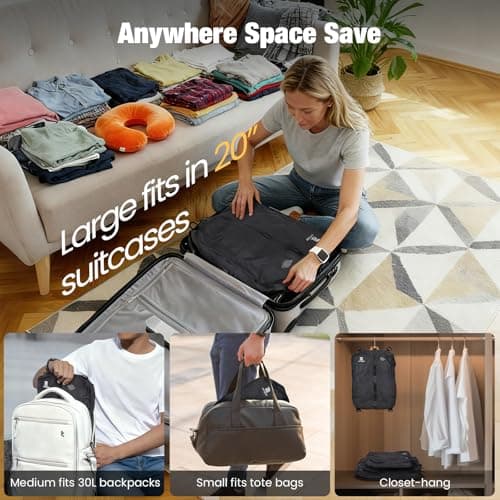 ESCRODOI 3-Size Set Vacuum Bags for Travel with Pump,Reusable,Black — view 6