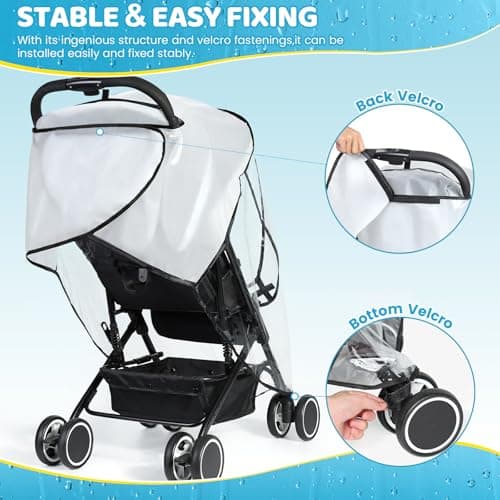 Orzbow Universal Rain Cover for Pushchair, Quick Access Window, Clear — view 4