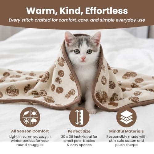 Little Dedi Organic Cotton Pet & Baby Blanket 75 x 95 cm, Mocha Meringue – Sherpa Fleece, Soft for Dogs, Cats & Infants, Machine Washable — view 6