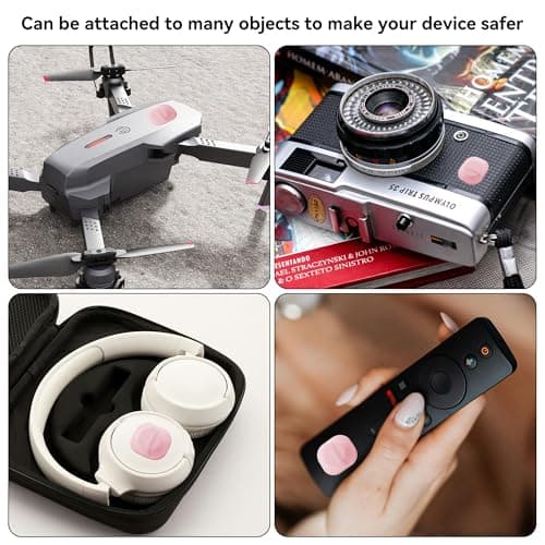 2 Pack for Airtag & Moto Tag Adhesive Mount, Fabric GPS Holder Case with 3M Adhesive Sticker Stick on Wallet/TV Remote/Car/Luggage Bags/Drones, Full Protective Cover for Air Tag, Lightweight, Pink — view 5