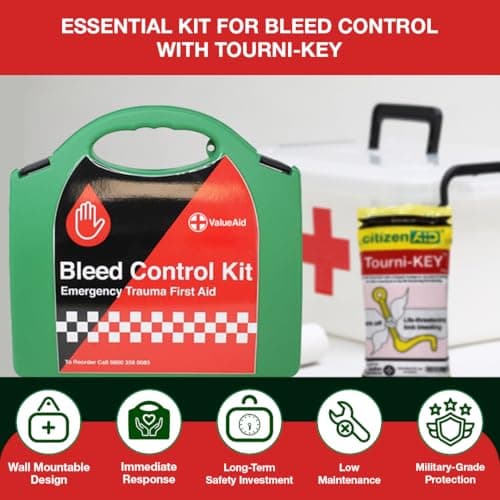 Value Aid Professional Bleed Control Kit with Tourni-Key in Hard Case - First Aid Kit with Haemostatic Dressing & Trauma Bandages - Rapid Response Medical Supplies for Severe Injuries — view 6