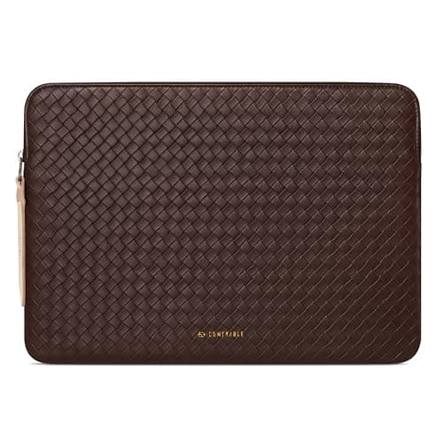 Comfyable Woven Laptop Sleeve Compatible with 13 Inch MacBook Air 13 in M5 M4 M3 M2, 13" MacBook Pro/Neo, Faux Leather Mac Travel Case for Men Women, Mocha Brown