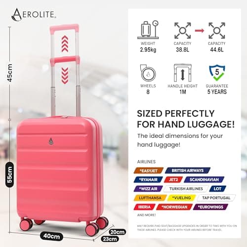 Aerolite 55x40x20 Expandable Ryanair Priority Cabin Suitcase, 4 Wheels — view 2