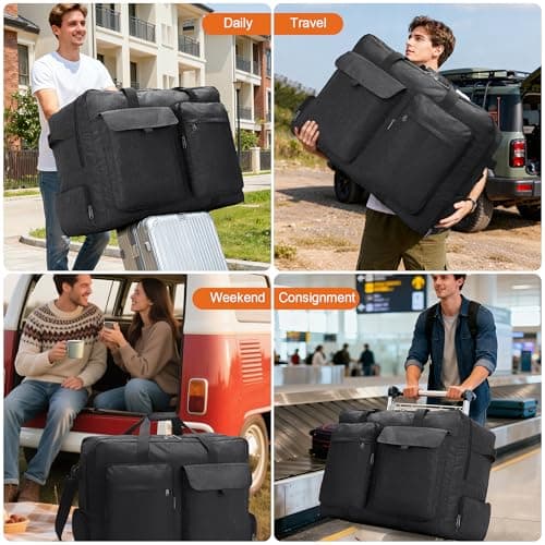 80L Foldable Duffle Bag with Shoe Compartment Waterproof — view 6