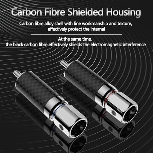Tertullus 4 Pcs Hifi Rca Plug Carbon Fiber rhodium plated Rca Jack Cable Connector Adapter Audiophile Locking RCA Connector solderless — view 4