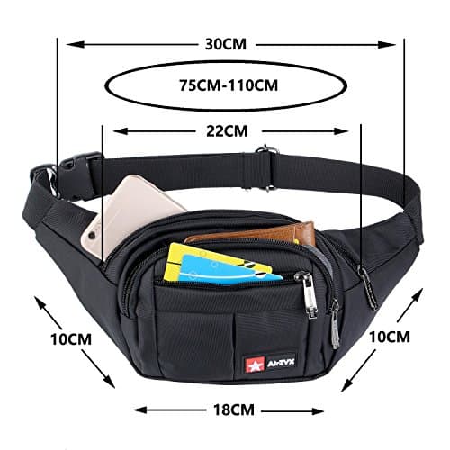 Bumbags and Fanny Packs for Running Hiking Waist Bag Outdoor Sport Hiking Waistpack for Men Women (Black) — view 4