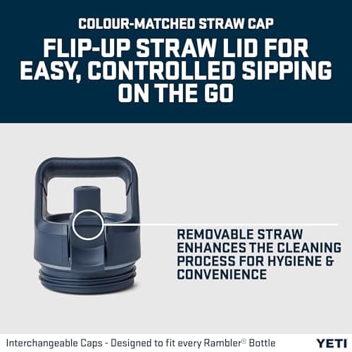 YETI Rambler 18 oz (532 ml) Water Bottle with Straw Cap, Charcoal — view 5