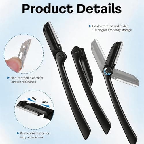 Rainbow Eyebrow Scissors Set, 5Pcs Brow Grooming Kit with Trimmer Razor & Comb, Stainless Steel Eyebrow Trimmer for Men & Women, Precision Brow Scissors with Eyelash Comb — view 5