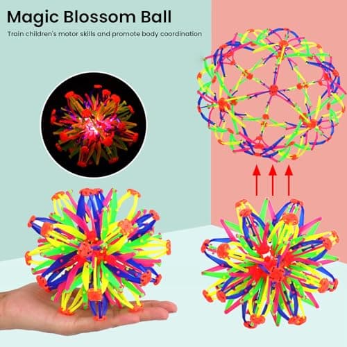 Expanding Ball, Bucket Time Toys Autism, Transformable Expandable Ball Fidget Toy, Mini Rings Sphere Magic Ball for Kids, Adult Novelty Stress Relief Toy (Large With Light) — view 5