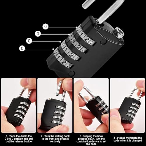 mizikuu 6 Pack Luggage Locks Code Padlock, Combination Padlocks 4 Digit Pad Lock Small Padlock for Suitcase Padlocks Weatherproof Zinc Pad Locks with Code for Doors, Garages, Gyms Lockers — view 5