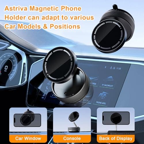 Astriva Vacuum Magnetic Phone Holder, Maglock 360° Rotating Car Phone Mount, Adjustable Foldable Vacuum Phone Bracket for iPhone Mag Safe Android & All Phones — view 5