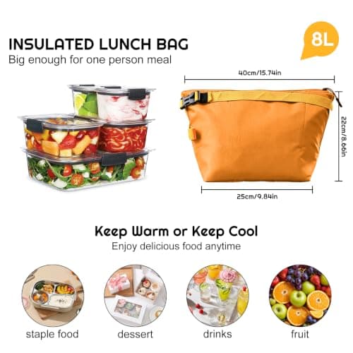 YUDANSI Insulated Lunch Bag with Thick Foil, Leakproof Thermal Lunch Tote for Work School Picnic, Large Capacity Cooler Bag with Adjustable Shoulder Strap for Men Women Adults Kids (Yellow) — view 4