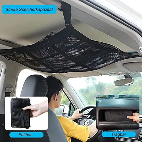 ViWaVee Caravan Accessories Gadgets Storage Net, Car Roof Organizer for Blankets, Diapers. Great Long Road Trip camping accessories for campervan.(90 * 65") — view 2