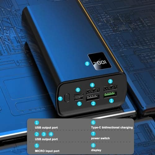 50000mAh Power Bank Fast Charging Portable Charger, USB & Type-C External Battery Pack with LED Digital Display, High Capacity USB C Power Bank for Mobile Phones, Tablets & More — view 6