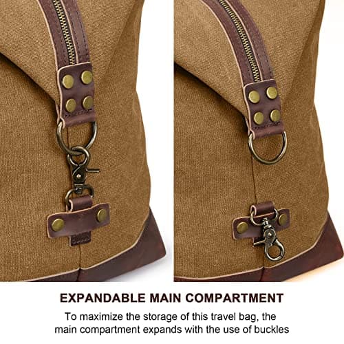 S-Zone Mens Canvas Leather Holdall Travel Duffle Overnight Weekend Satchel Totes Bag Handbags — view 4