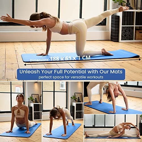 TJC 10MM Thick Green Yoga Mat for Women & Men, Non-Slip Exercise Mat — view 5