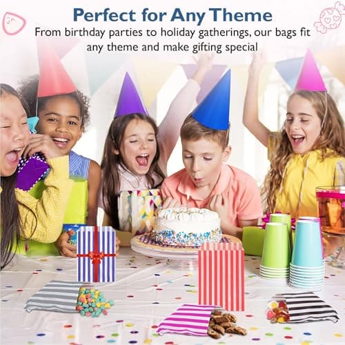 Bag It Plastics Candy Stripe Paper Sweet Bags | Gold | 5" x 7" / 125x175mm | Pack of 100 | Multipurpose Use for Sweets, Popcorn, Wedding Favours, Pick and Mix & Cookies! — view 5