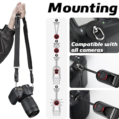 SUNYA Camera Strap with quick release buckle. Made of nylon, adjustable with one hand, suitable for all cameras. Max load 200Lbs — view 6