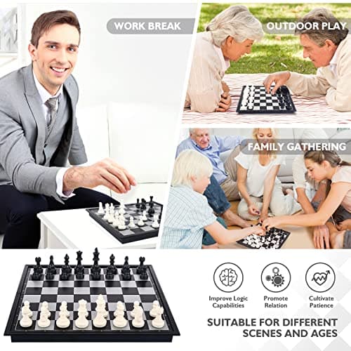 Peradix Chess Board Set Game -Travel Magnetic Chess Piece Set with Chess Folding/Portable Storage Board-Traditional Strategy Game for Kids/Children/Adults — view 5