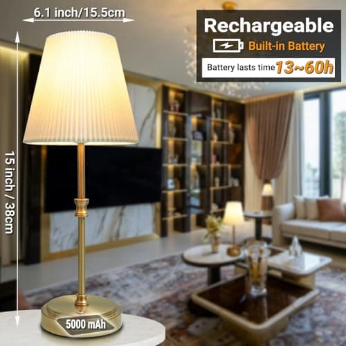 HSLighting Rechargeable Lamp, 5000mAh Touch Cordless Table Lamps Bedside — view 3