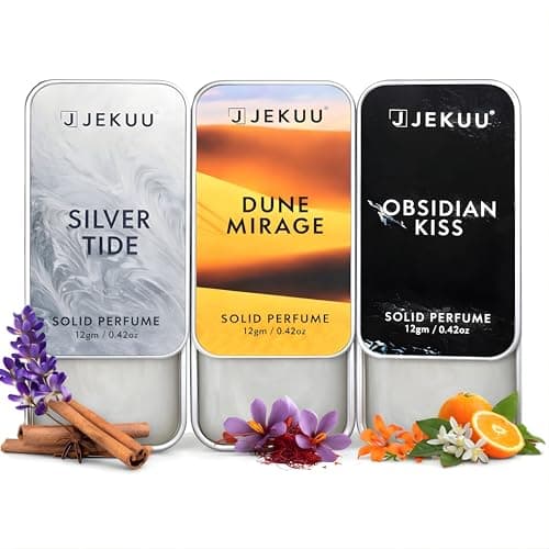 JEKUU Solid Perfume for Men & Women (Pack of 3) 12g | Long-Lasting Alcohol-Free Fragrance Balm | Pocket Perfume, Mini Perfume, Travel Perfume | Unisex Scent | Gift Set for Him & Her