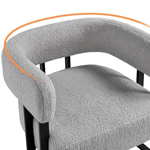 costoffs Modern Tub Chair, Boucle Fabric Armchair with Lumbar Pillow, Grey — view 4