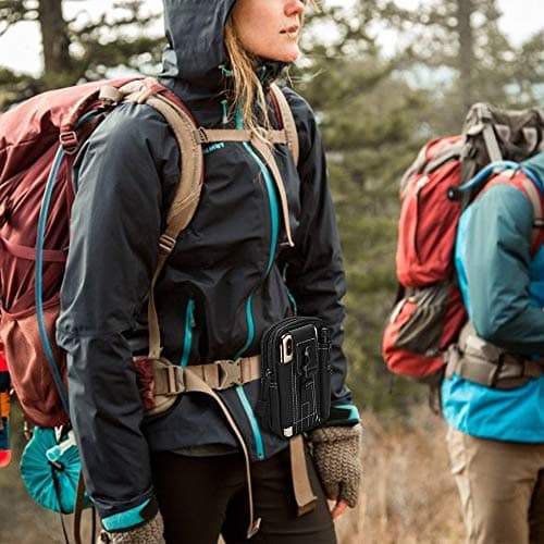 flintronic Tactical Waist Bags, Universal Outdoor Waist Pack| Molle EDC Pouch + Outdoor Hook | Utility Gadget Waist Bag with Cell Phone Holster for Sports, Hiking, Camping, Traveling (Black) — view 6