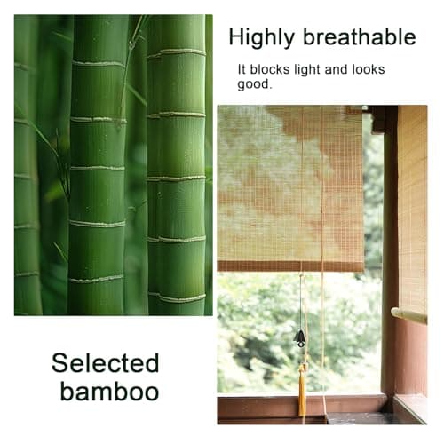 Maroon Retro Bamboo Bli - Natural Roman Roller es for Doors & Patios UV-Resint Outdoor Bamboo es 165x350cm Lift Funct — view 4