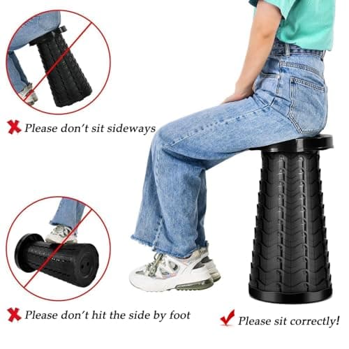 SHANGFENG Folding Stool Portable Folding Stool Height Adjustable,Retractable Telescoping Camping Seat Travel Chair, Foldable Footrest,220lbs Max Weight for Adults Outdoor Fishing Hiking Travel BBQ — view 4