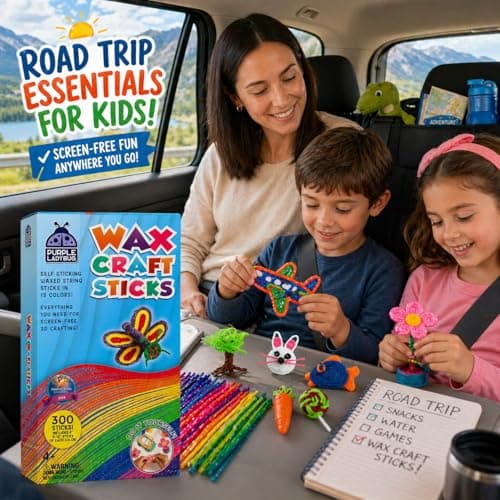 PURPLE LADYBUG 300 PCS Bendable Wax Craft Sticks, Imagination Sticks for Kids, Road Trip Essentials, Travel Toys for Toddlers in Car, Airplane Activities for Kids Ages 4-8, Camping & Summer Essentials — view 5