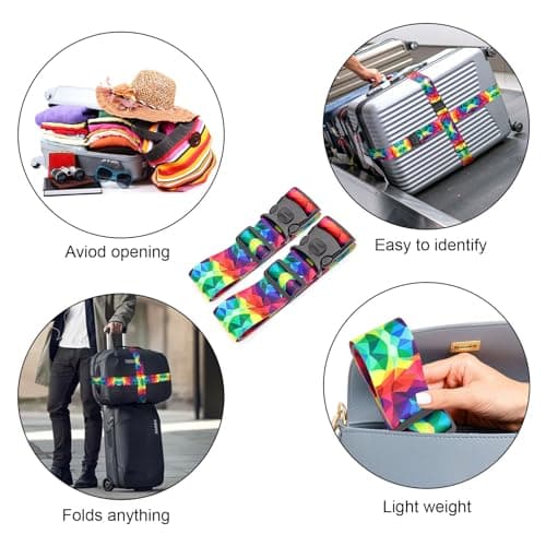 MOTONG 2 PCS Luggage Straps,200 CM Adjustable Suitcase Straps Personalised Luggage Straps Suitcases Heavy Duty Suitcase Belts Thickened Luggage Belt with Quick Release Buckle Camouflage — view 5