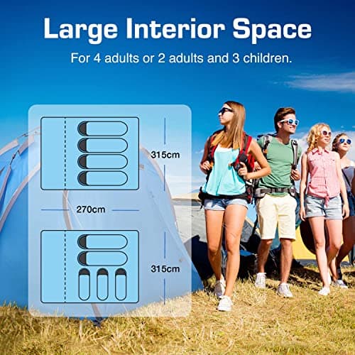 Active Era Premium 4-5 Person Dome Tent with Porch - 7220mm Waterproof Blackout Tent for Camping & Outdoor — view 5