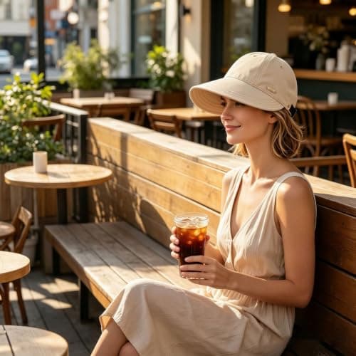 Trendy Wide Brim Sun Hat,UPF 50+ UV Protection Cap for Ponytails Khaki — view 4