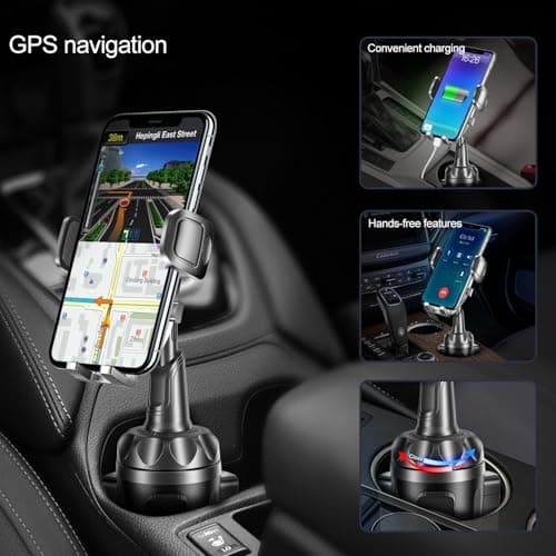 TOPGO Cup Holder Phone Mount, Secure & Stable Cup Phone Holder for Car, Compatible with 4.0" to 7.0" Smartphones, Black — view 3