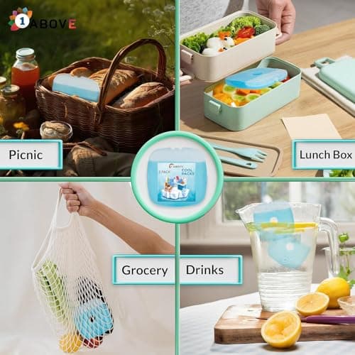 1ABOVE Freezer Blocks 6 Pack — Reusable Ice Packs with Easy-Grip Finger Hole for Cool Bags, Lunch Boxes, Camping & Picnic — Long Lasting BPA-Free Ice Blocks for Coolers — view 6