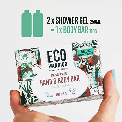 Eco Warrior Moisturising Body & Hand Soap Bar, Coconut Vanilla, Vegan, 100g — view 3
