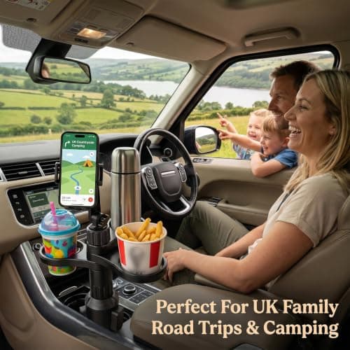 Car Cup Holder Expander, Adjustable Cup Holder for Cars, Universal Car Cup Holder with Phone Mount & Stable Expandable Base, Cup Holder Expander for Most Vehicle Water Bottles Coffee Cups (Black) — view 5