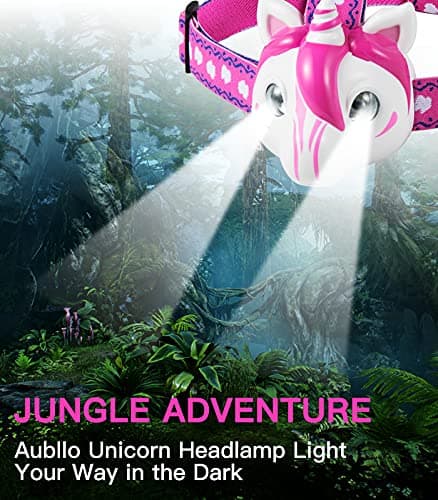Aubllo Toys LED Headlamp-Headlamp for Kids Unicorn Toy Head Lamp Flashlight 3 Adjustable Lighting Mode with Elastic Headbands for Boys, Girls, or Adults for Camping, Hiking, Reading, and Parties — view 2