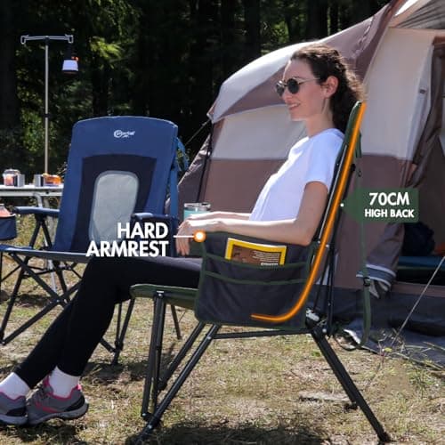 Portal Folding Camping Chair for Adults High Back Heavy Duty 180KG Load Foldable Garden Picnic Festival Collapsible Chair Oversized Hard Armrests Mesh Back Portable for Fishing Beach Patio — view 4