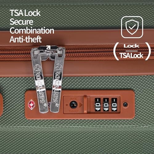 Rocklands Suitcase Medium 24 Inch Hard Shell Lightweight Checked Luggage 4 Dual Spinner Wheels Trolley Bag with Telescopic Handle, TSA Lock Travel Bag, Green — view 5