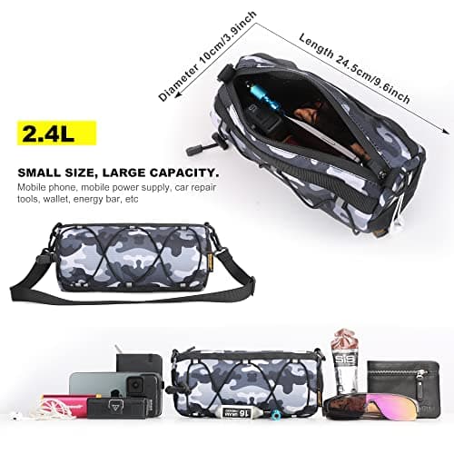 Rhinowalk Bike Handlebar Bag - Front Bag with Shoulder Strap for Road Mountain Bike Cycling Travel (Camouflage Grey) — view 2