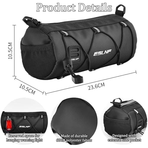 OIENNI 2.4L Waterproof Bike Handlebar Bag, Cycling Front Frame Storage Pouch with Shoulder Strap for Road & Mountain Bicycles — view 3