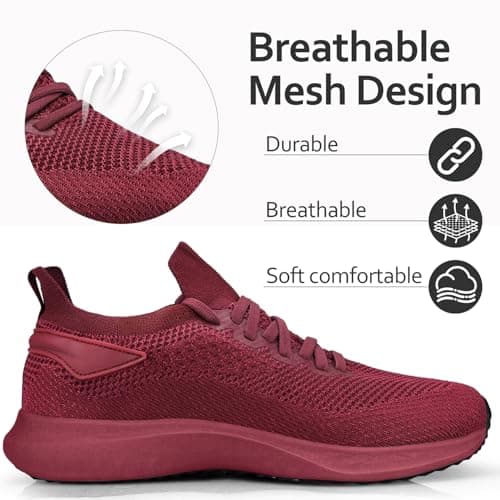 Giniros Mens Walking Running Shoes Sneakers Tennis Gym Outdoor Red 7UK — view 3