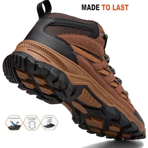 HODTOB Hiking Boots Mens Womens Lace-up Non-Slip Outdoor Men Women Mountain Trekking Shoes for All Season Walking Travelling Backpacking Camping Shoes Sneaker Brown-9.5UK — view 6