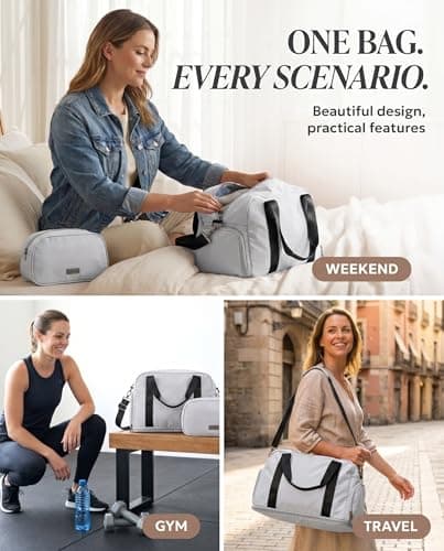 LUGG Duffle & Toiletry Bag Set – Waterproof Travel Bags for Men & Women – Lightweight, Durable 230D Twill Fabric – Fits EasyJet Cabin Size – Expandable Design – Stylish & Spacious Storage- Silver — view 6