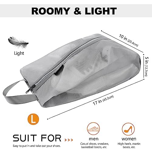 Prezon Travel Shoe Bags, Water Resistant TPU Mesh, Sturdy YKK Zipper, Shoes Storage Bag, Shoes Packing Organizer, Unisex Shoe Pouch for Travel or Home Storage — view 3