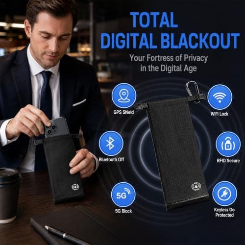 Faraday Pouch for Car Keys and Phone, RFID Signal Blocking Bag Anti Theft Keyless Entry Fob Protector, GPS WiFi Bluetooth NFC Blocker Case, Water Resistant Security Wallet (Black) — view 4